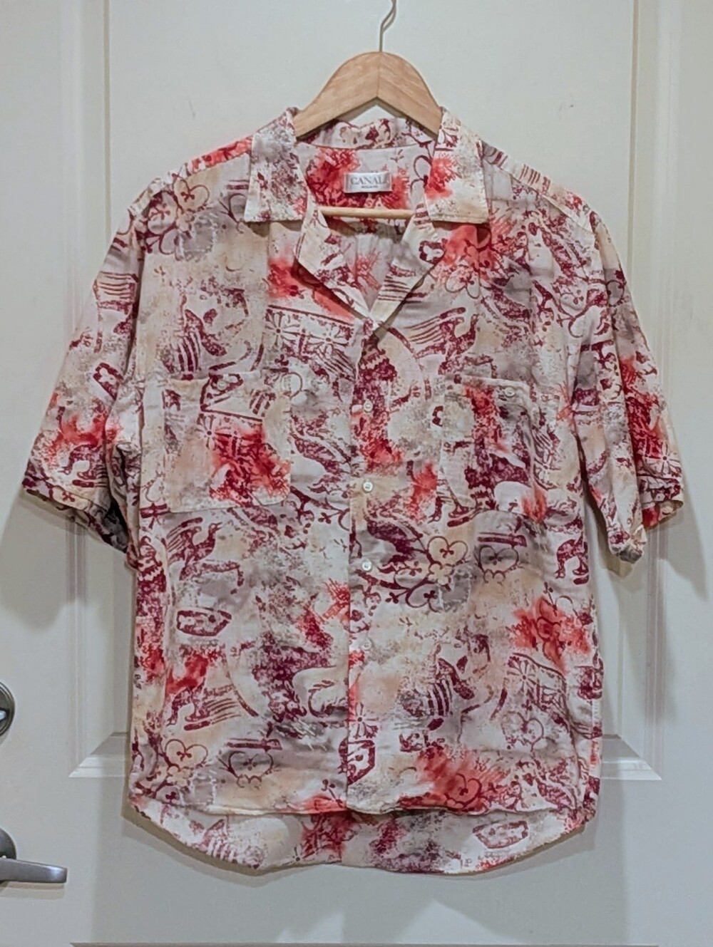 EUC Canali 41/16 Cotton Abstract Pattern Summer Button Down Shirt